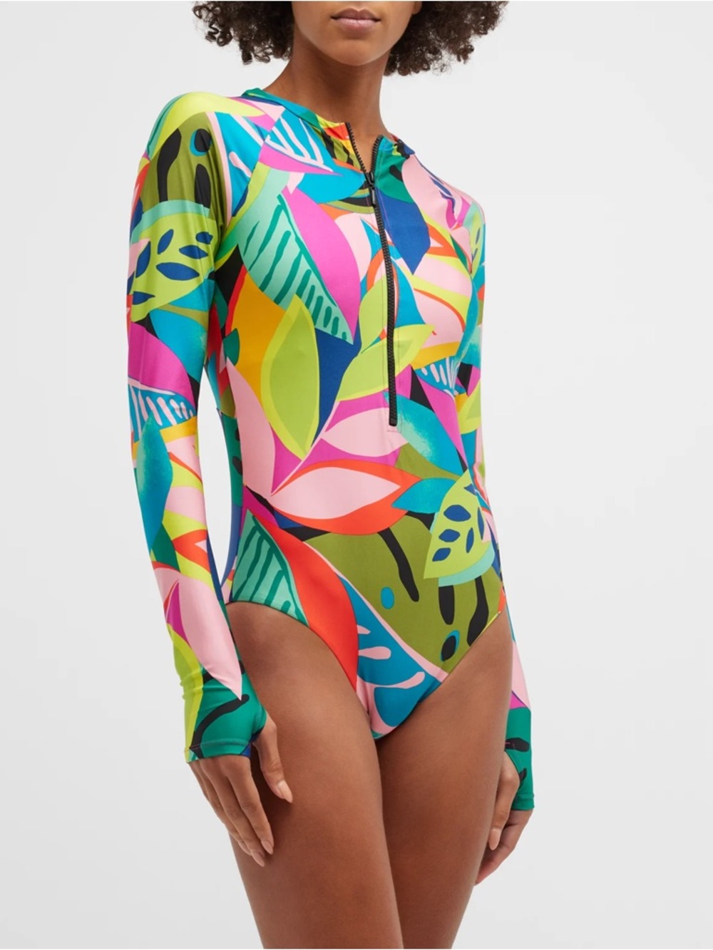 Trina Turk Womens Rainforest Open Back Paddle Suit